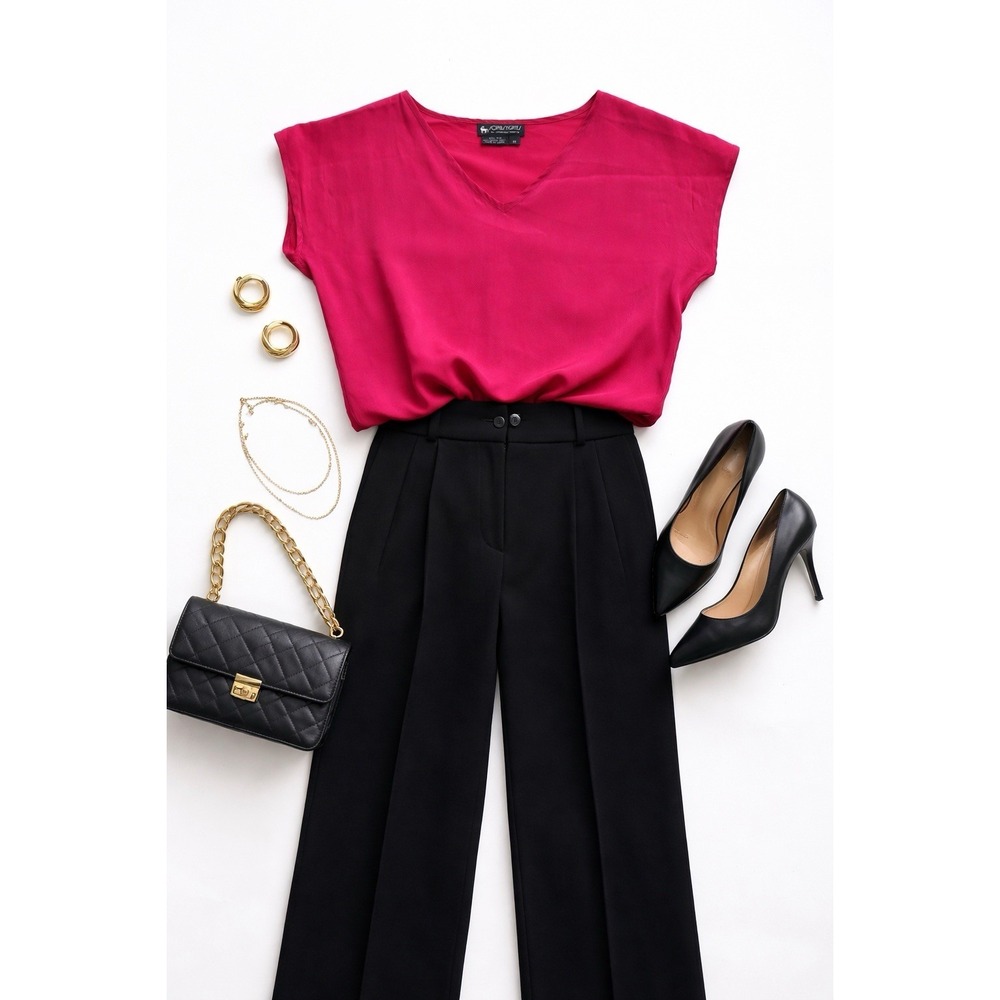 SOPHITICATES BY JONATHAN MARTIN WOMENS M HOT PINK 100% SILK BLOUSE LUXURY CLASSY